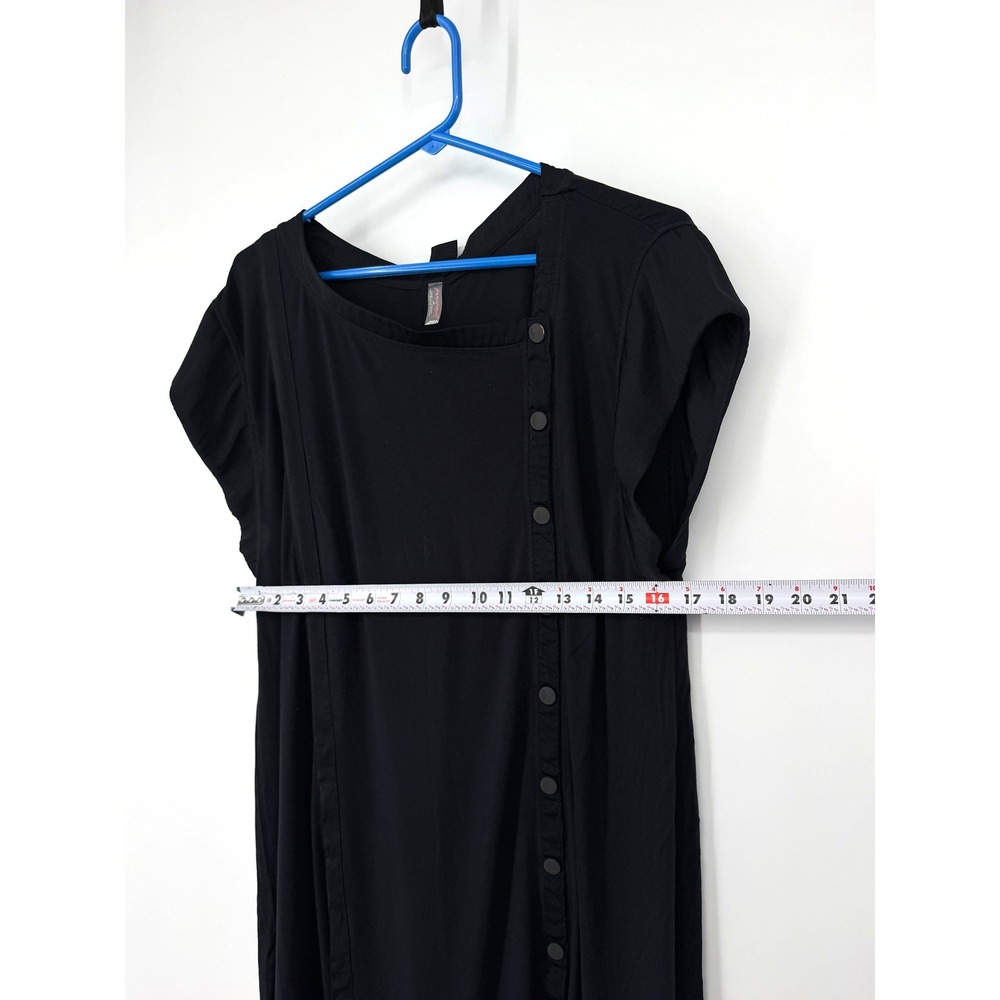 Free People Kismet Black Asymmetrical Button Mini Dress Raw Hem XS OB1412981 - Picture 11 of 12